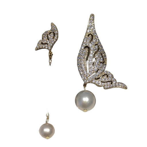 [P0346S] 14K Gold Filled Butterfly Premium Pearl Earrings