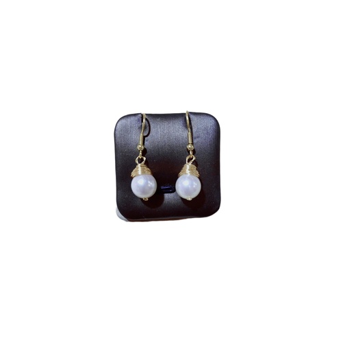 [P0116S] 14K Gold Filled Wire Akoya Sea Pearl Earrings